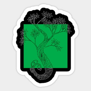 Green Square Ink Tree Sticker